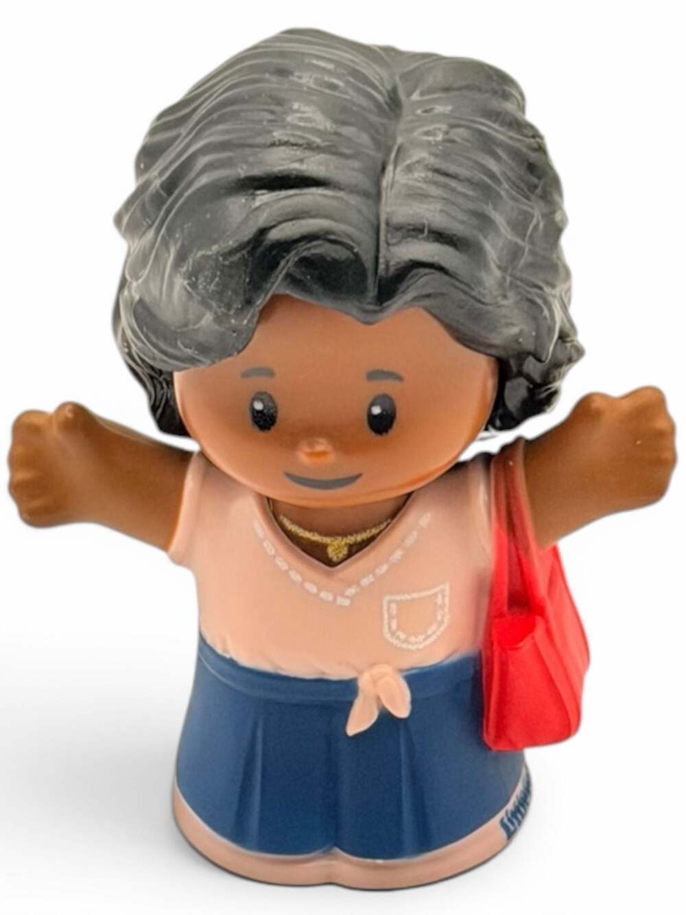 Fisher-Price Little People African American Mom Figure with Red Purse & Pink Top